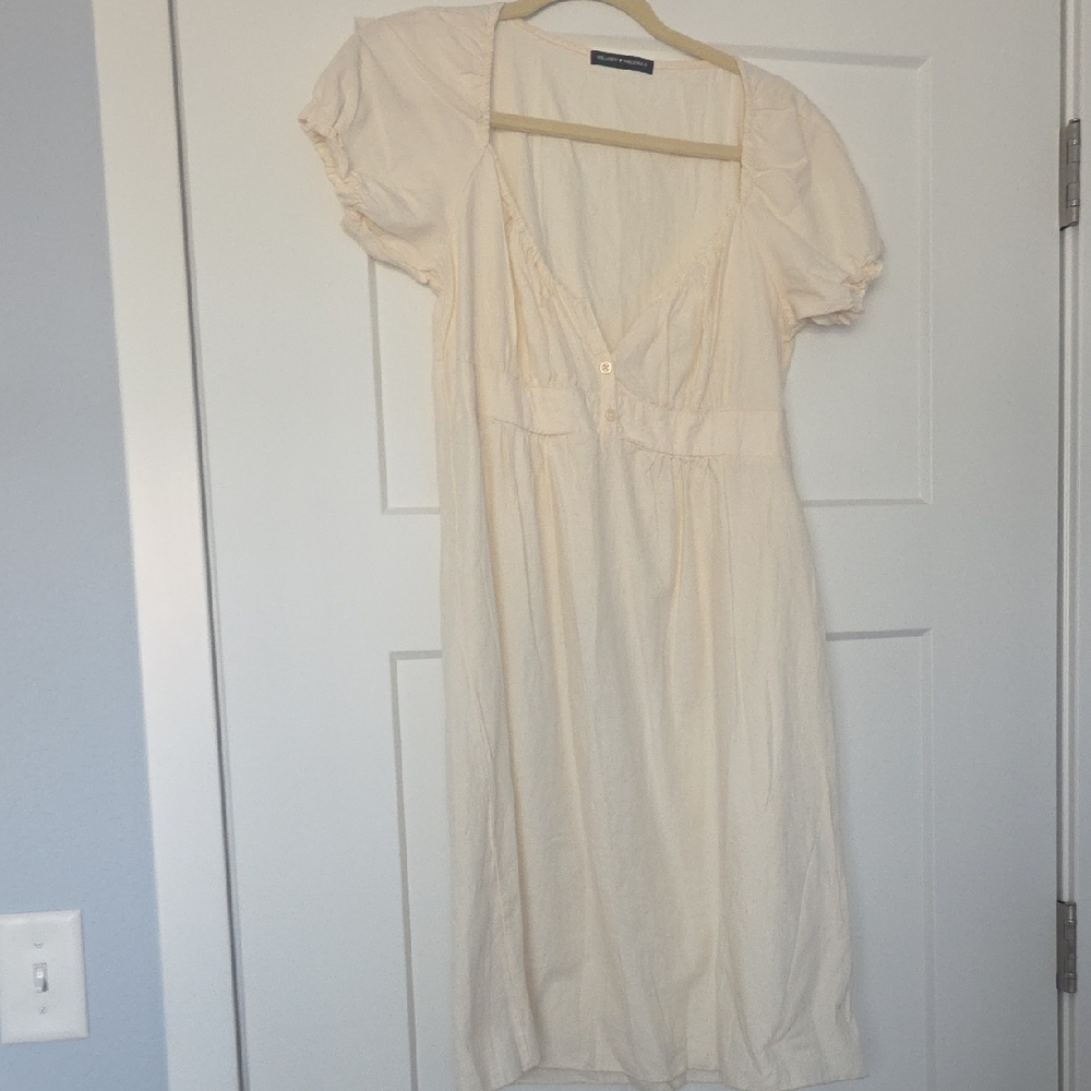 Brandy Melville Cream Short Sleeve V-Neck Midi Dress